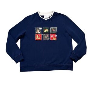 Vintage Christmas Sweatshirt Holiday Pullover PM Petite M Medium S Small XS